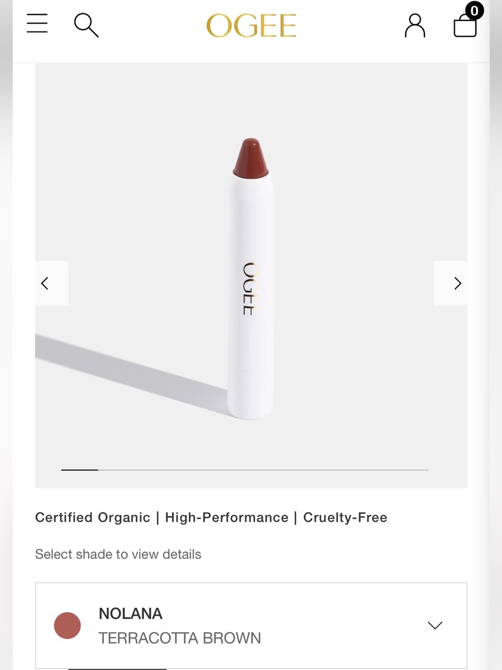 NWT Ogee conditioning lip color treatment in Nolana, Terracotta Brown